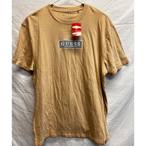 Guess LA Tops - Guess Los Angeles Logo Womens Crewneck  T-Shirt Dulce Cream Large Cotton
